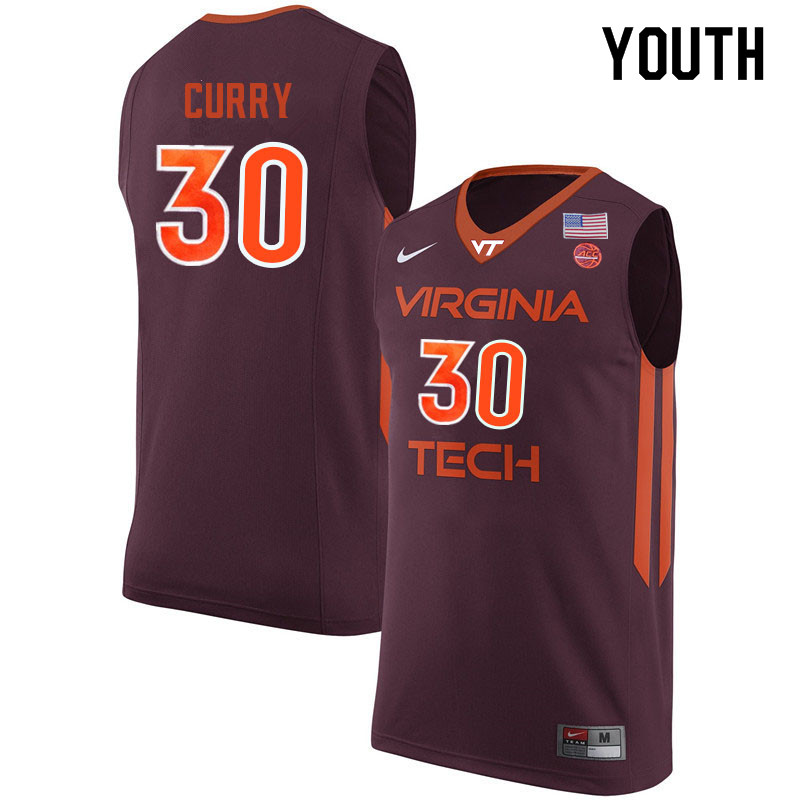 Youth #30 Dell Curry Virginia Tech Hokies College Basketball Jerseys Sale-Maroon